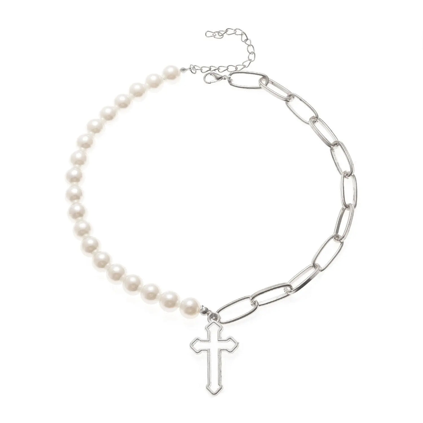 Jewelry Fashion Pearl Chain Cross Necklace null