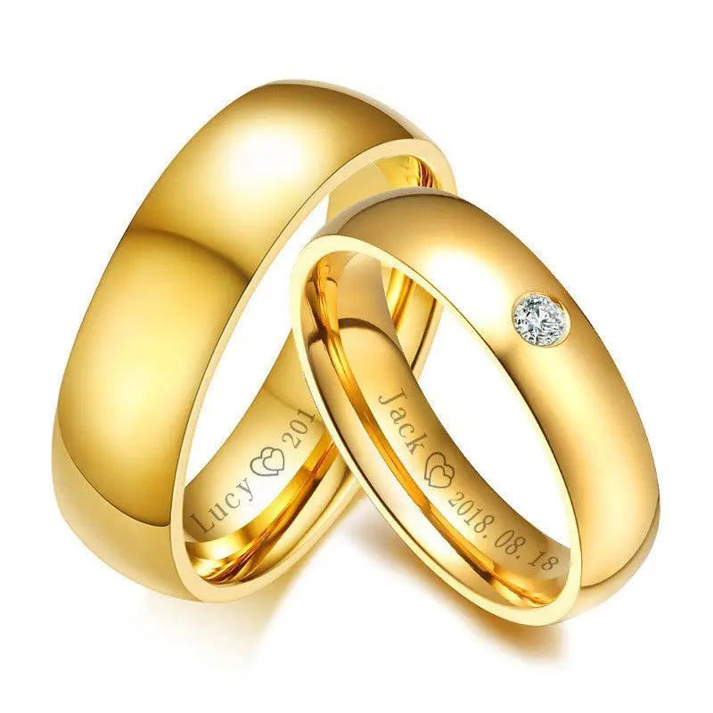 Golden stainless steel couple rings null