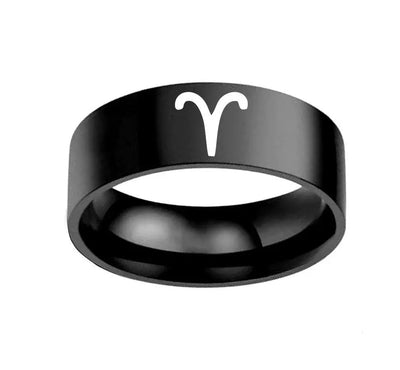 Twelve Constellation Rings Stainless Steel Male And Female Ring Rings null