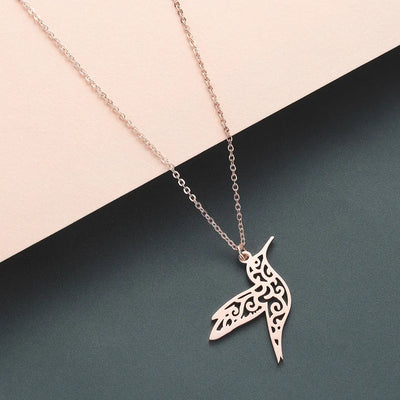 Origami Animal Hummingbird Necklace Male Jewelry Flying Bird Long Necklace null