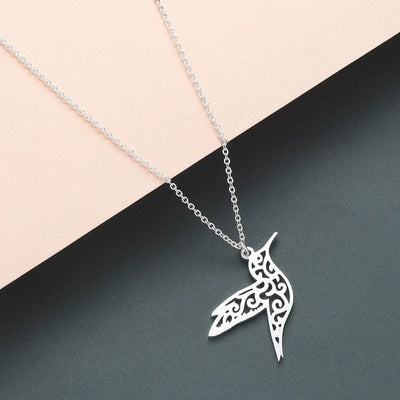 Origami Animal Hummingbird Necklace Male Jewelry Flying Bird Long Necklace null