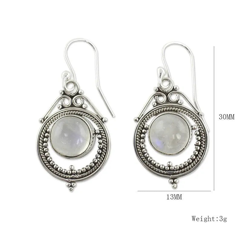 Retro Moon Moonlight Gemstone Earrings Ladies Earrings Earrings null