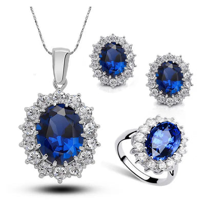 Crystal Jewelry Bridal Necklace Earrings Ring Jewelry Set null