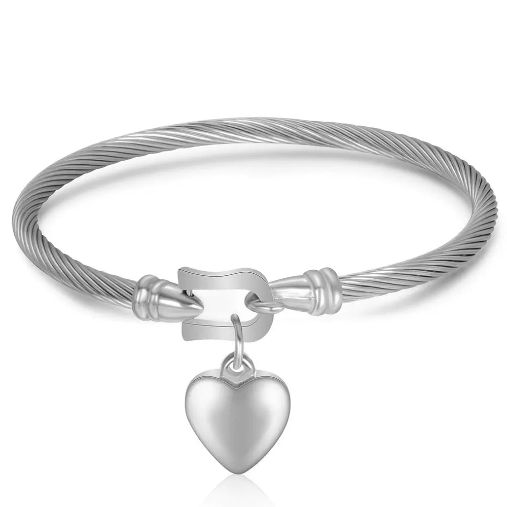 Horseshoe Buckle Bracelet Titanium Steel Heart Pendant Bangle null