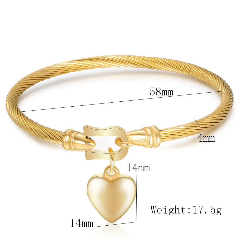 Horseshoe Buckle Bracelet Titanium Steel Heart Pendant Bangle null