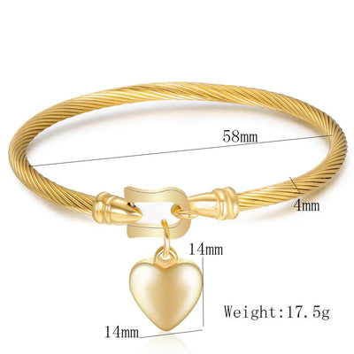 Horseshoe Buckle Bracelet Titanium Steel Heart Pendant Bangle null