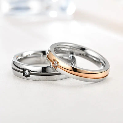 Titanium Rings Simplicity Cubic Zirconia null