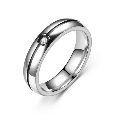 Titanium Rings Simplicity Cubic Zirconia null