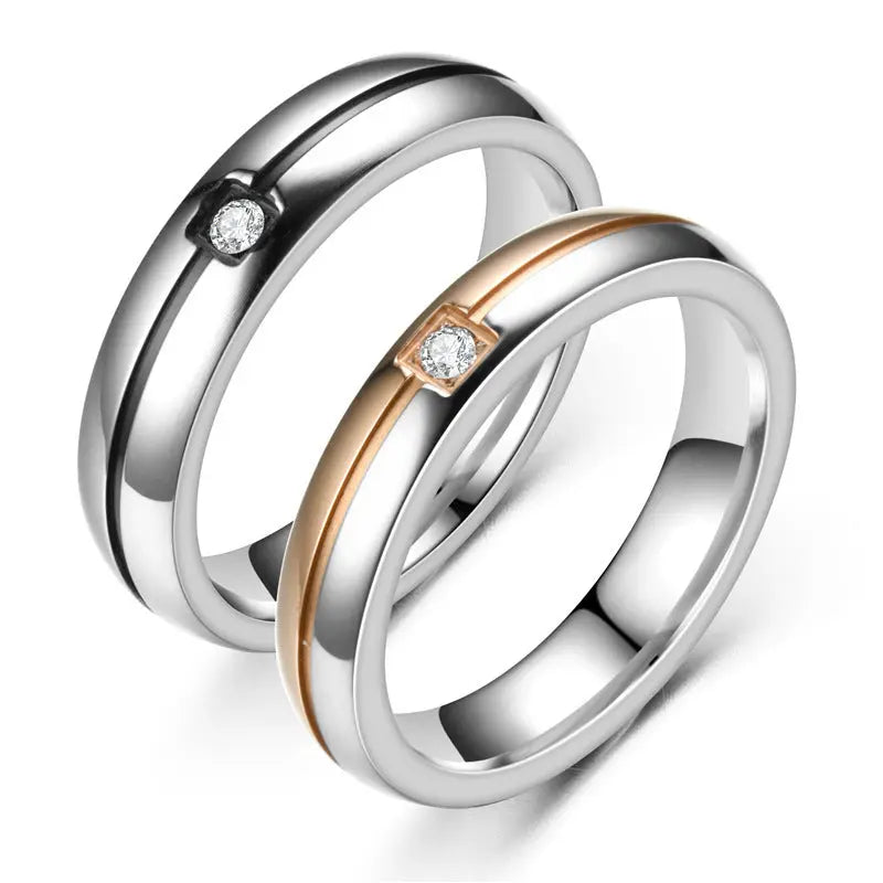 Titanium Rings Simplicity Cubic Zirconia null