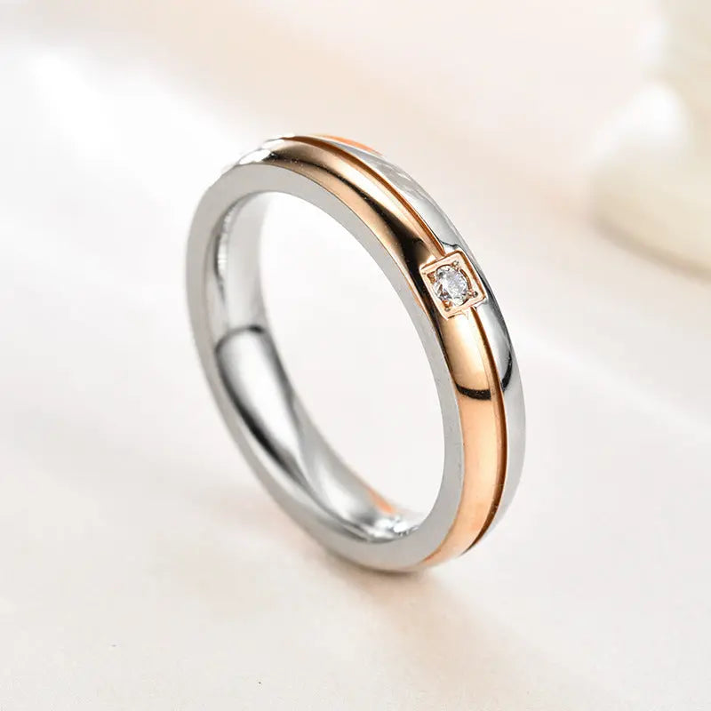 Titanium Rings Simplicity Cubic Zirconia null