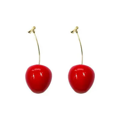 Red cherry earrings fruit drop earrings fashion earrings null