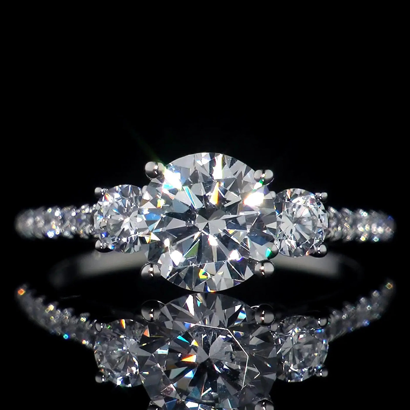 Three Round Diamond Zircon Rings null