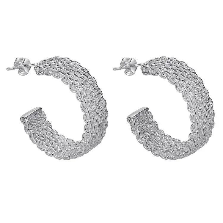 925 silver plated earrings mesh earrings female earrings null