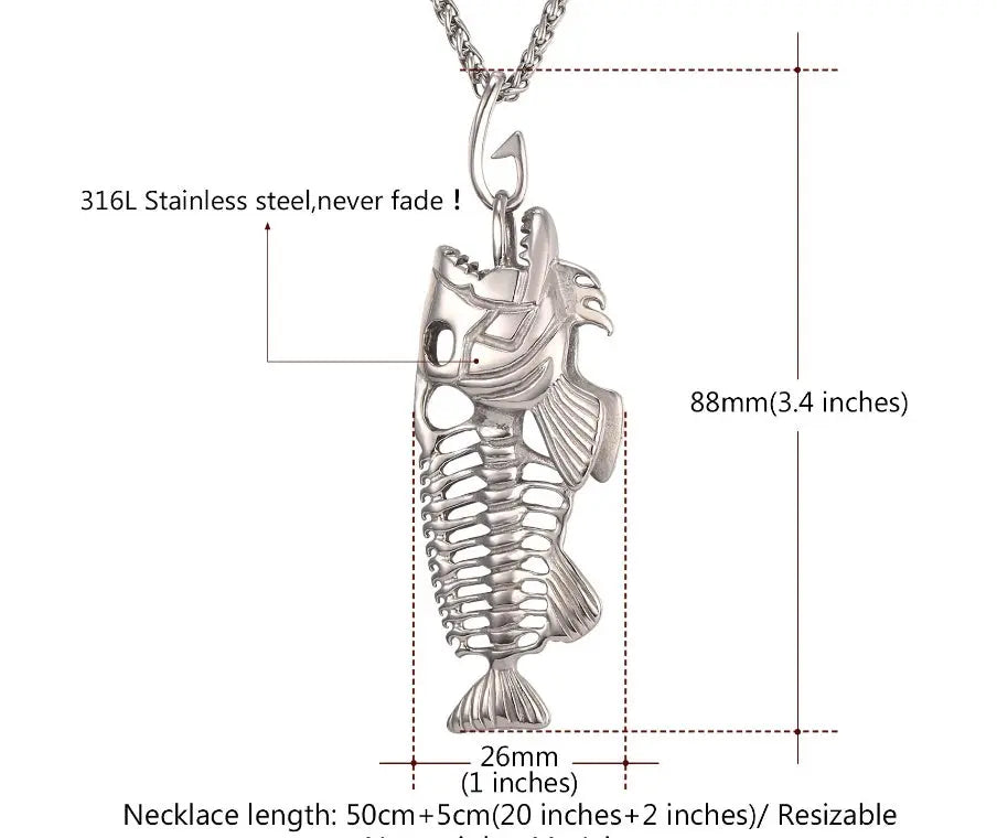 Fish bone necklace titanium steel jewelry necklace null