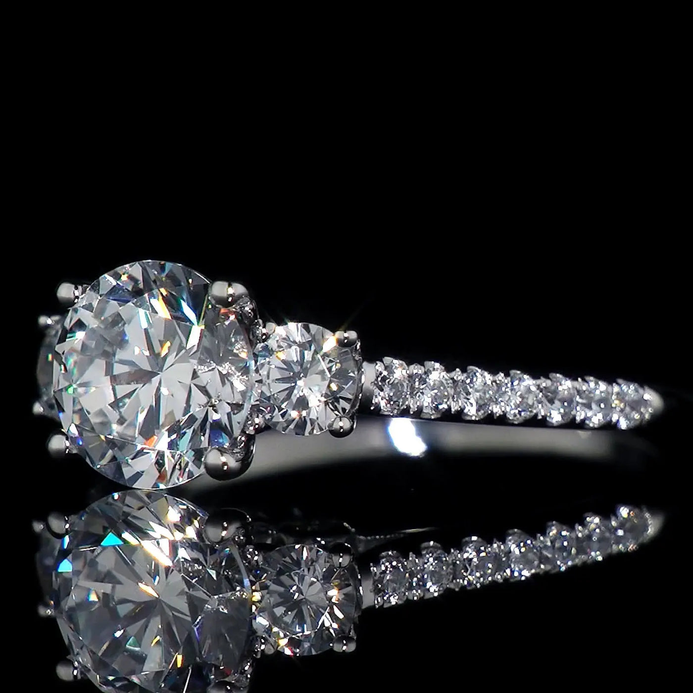 Three Round Diamond Zircon Rings null