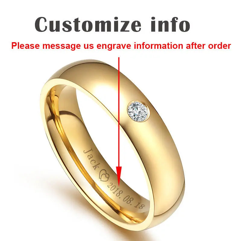 Golden stainless steel couple rings null