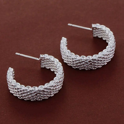 925 silver plated earrings mesh earrings female earrings null