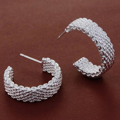 925 silver plated earrings mesh earrings female earrings null