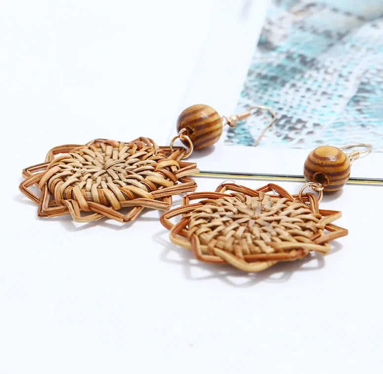 Rattan Handmade Bamboo Earrings Earrings Earrings Earrings Earrings null