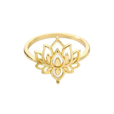 Women's Stainless Steel Rings Vintage Golden Lotus Rings Men's Moon Sun Opal Rings Wedding Couple Rings null