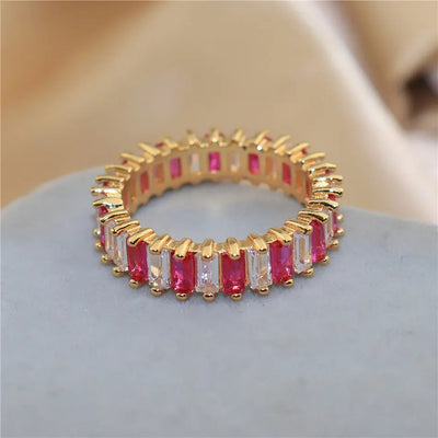 Seven colored zircon rings null