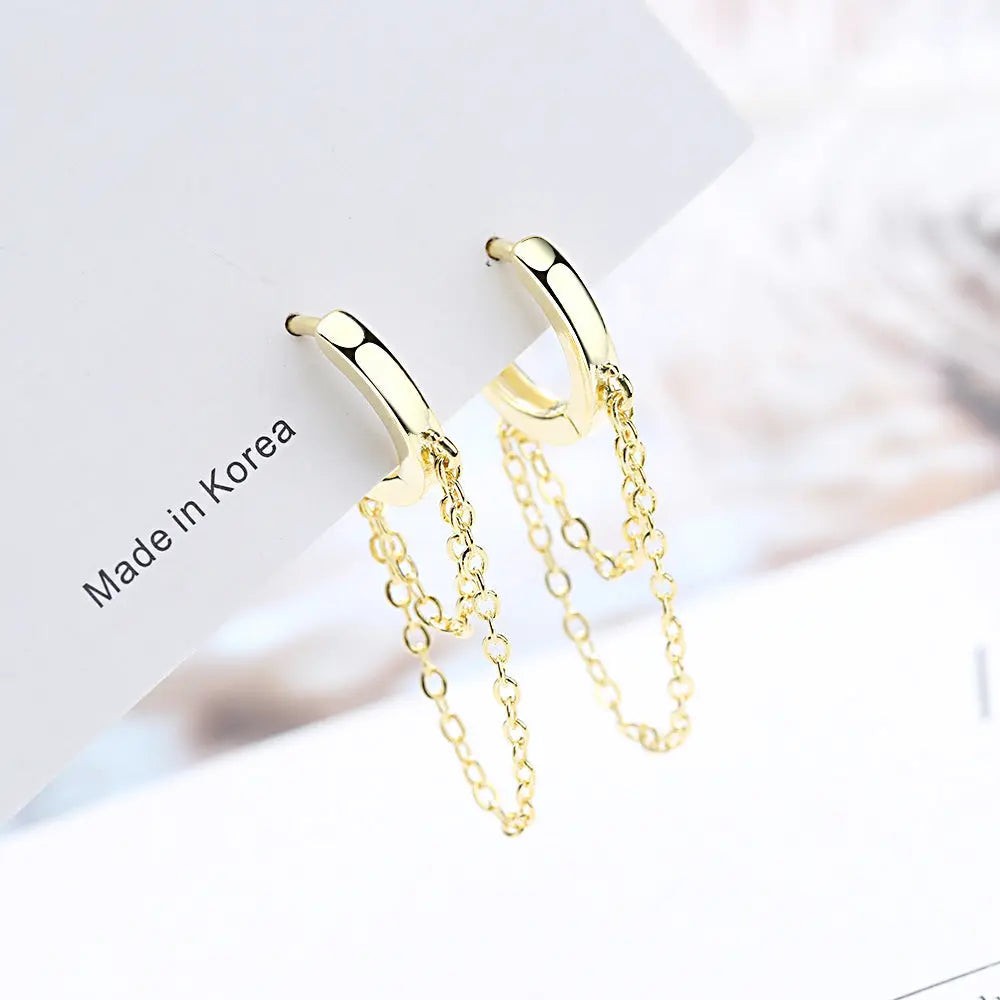 Double chain earrings earrings null