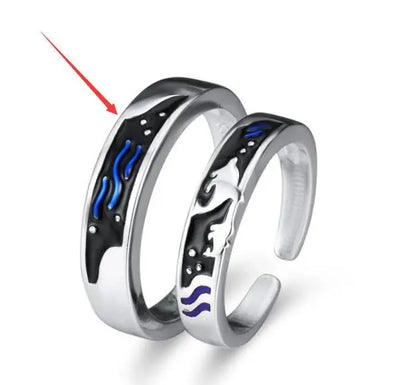 Sea And Whale Epoxy  Couple Men And Women Pair Rings Simple  Rings null