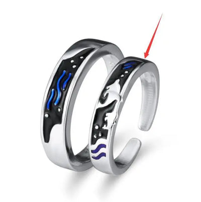 Sea And Whale Epoxy  Couple Men And Women Pair Rings Simple  Rings null