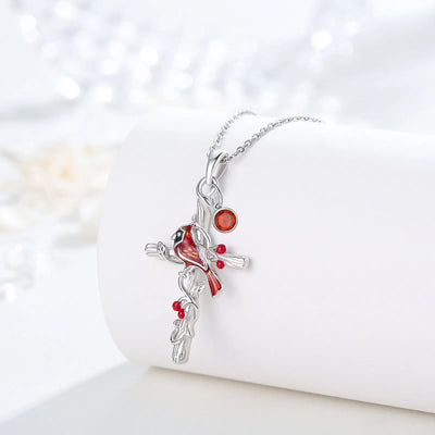 Cardinal Cross Necklace Birthstone Necklace Jewelry Gift null