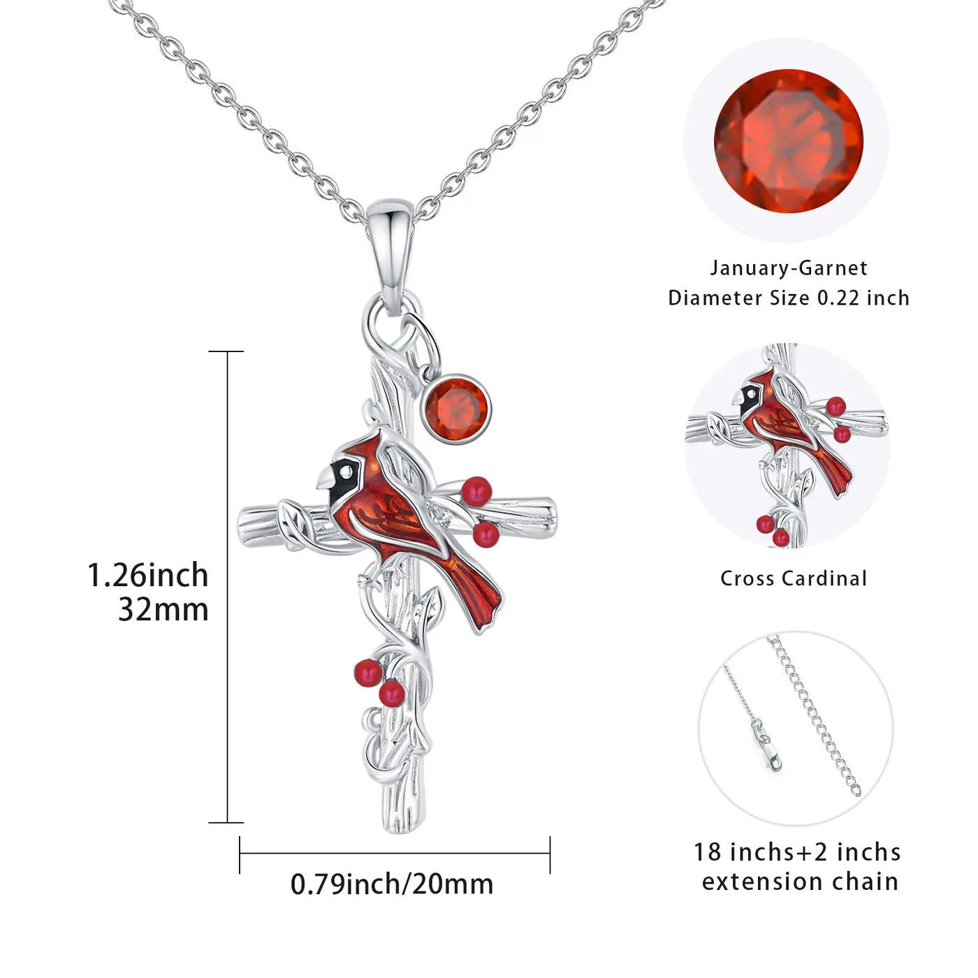 Cardinal Cross Necklace Birthstone Necklace Jewelry Gift null