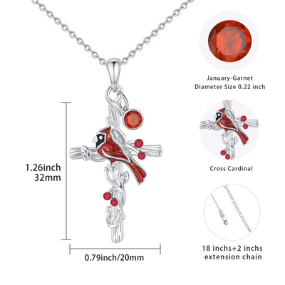 Cardinal Cross Necklace Birthstone Necklace Jewelry Gift null